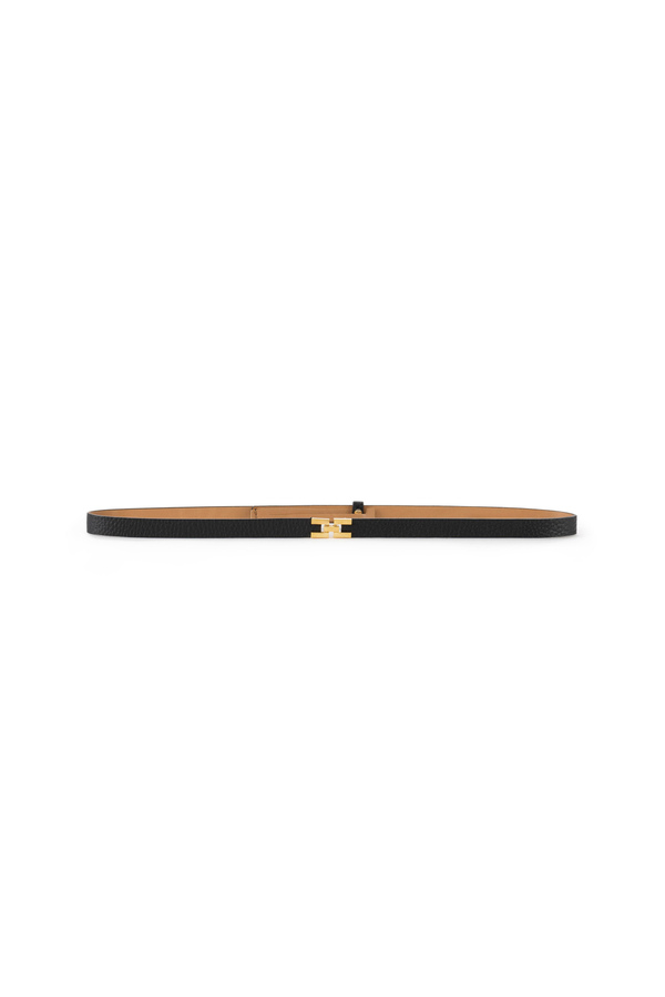 Thin leather belt with logo - Elisabetta Franchi® Outlet