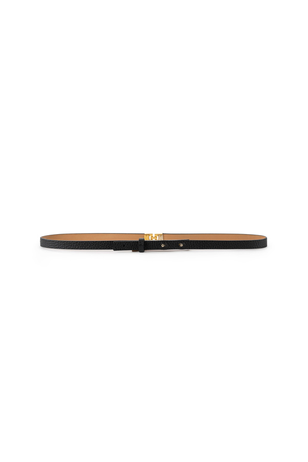 Thin leather belt with logo - Elisabetta Franchi® Outlet