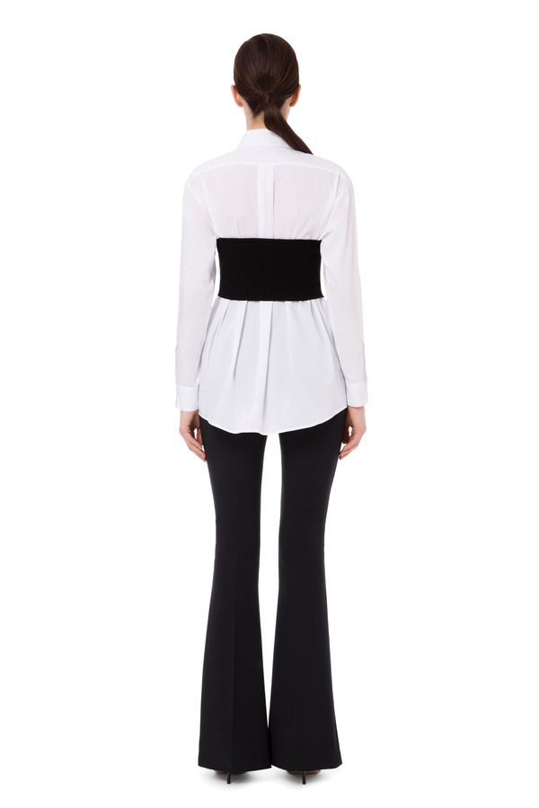 Long shirt with knit overlapping bodice - Elisabetta Franchi® Outlet