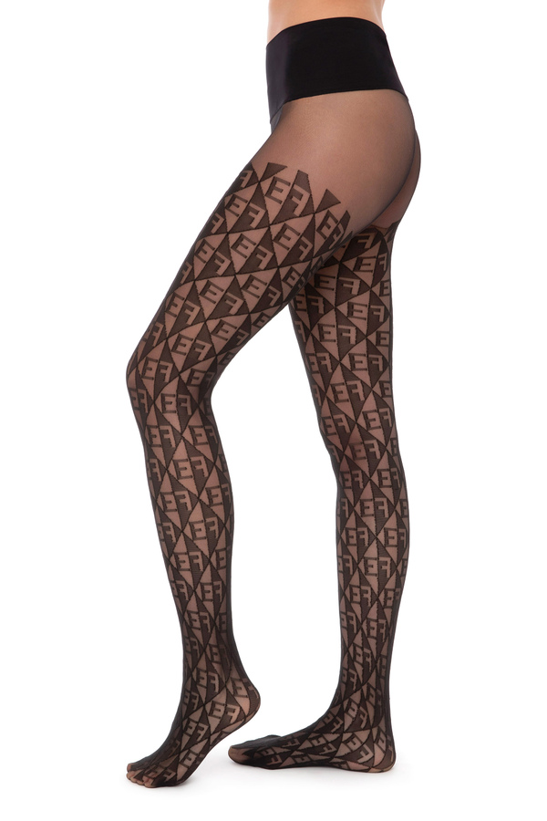 Tights with logo and diamond pattern - Elisabetta Franchi® Outlet