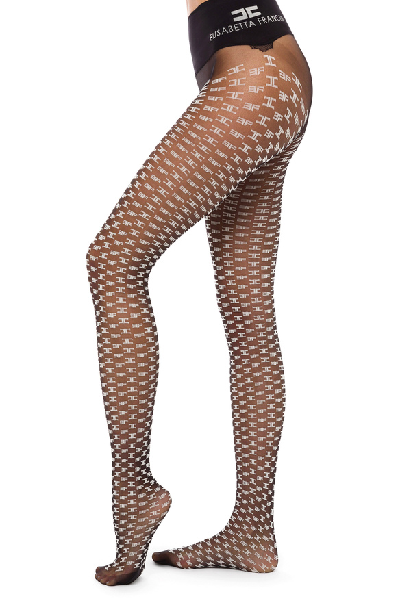 Monogram-patterned tights - Elisabetta Franchi® Outlet