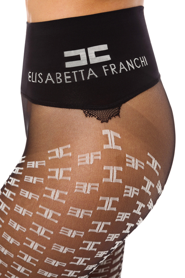 Monogram-patterned tights - Elisabetta Franchi® Outlet