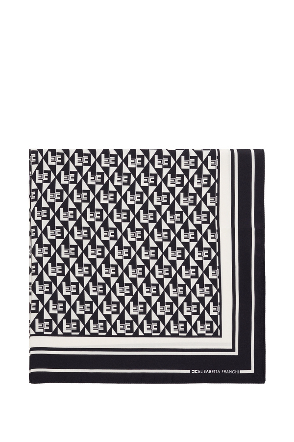 Foulard in seta disegno rombi - Elisabetta Franchi® Outlet