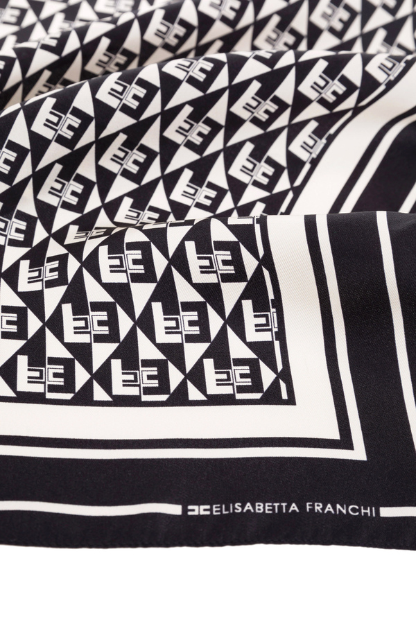Silk foulard scarf with diamond pattern - Elisabetta Franchi® Outlet
