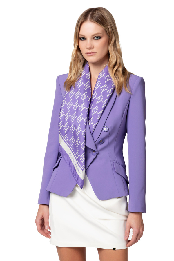Großes Halstuch aus Seidentwill mit Logo-Print - Elisabetta Franchi® Outlet