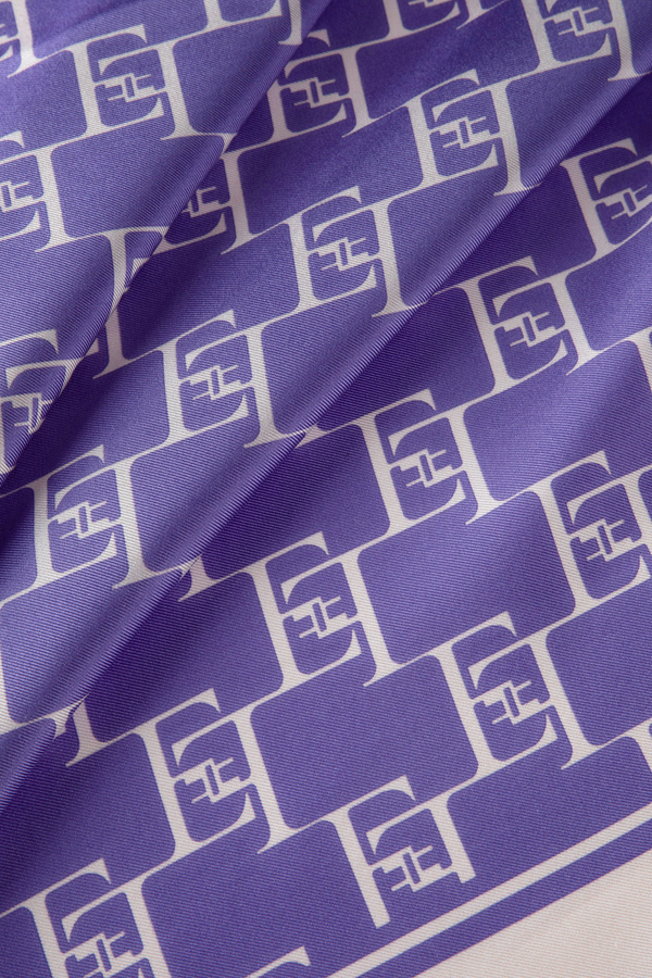 Großes Halstuch aus Seidentwill mit Logo-Print - Elisabetta Franchi® Outlet