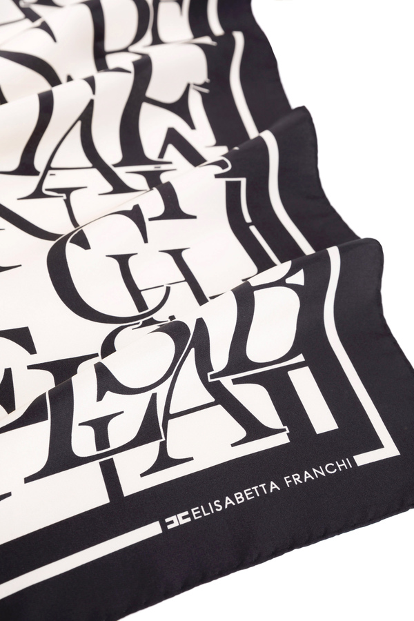 Fular de seda con diseño lettering - Elisabetta Franchi® Outlet