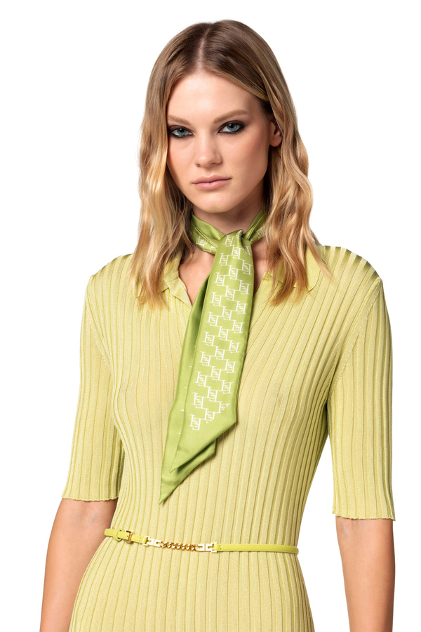 Schmales Halstuch aus Seidentwill mit Logo-Print - Elisabetta Franchi® Outlet