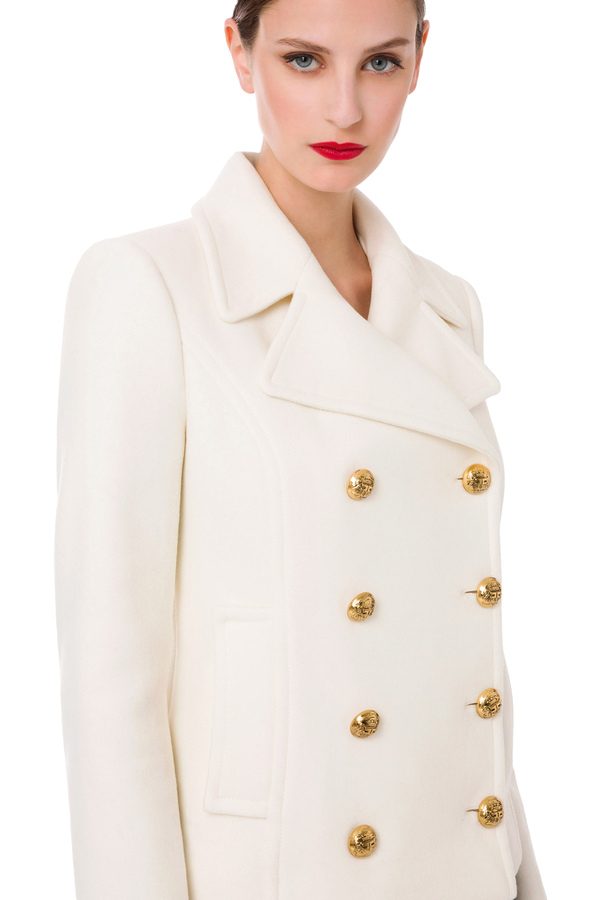 Double-breasted cloth short coat - Elisabetta Franchi® Outlet