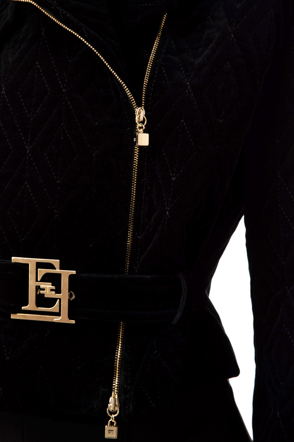 Bikerjacke im Cropped-Design aus besticktem Samt - Elisabetta Franchi® Outlet