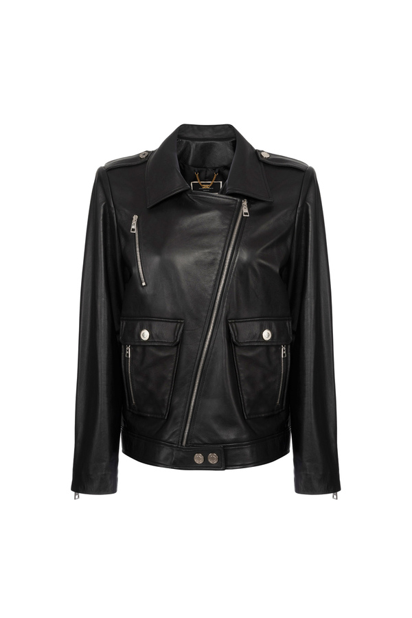 Leather biker jacket - Elisabetta Franchi® Outlet