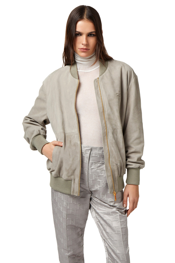 Bomber in pelle scamosciata - Elisabetta Franchi® Outlet