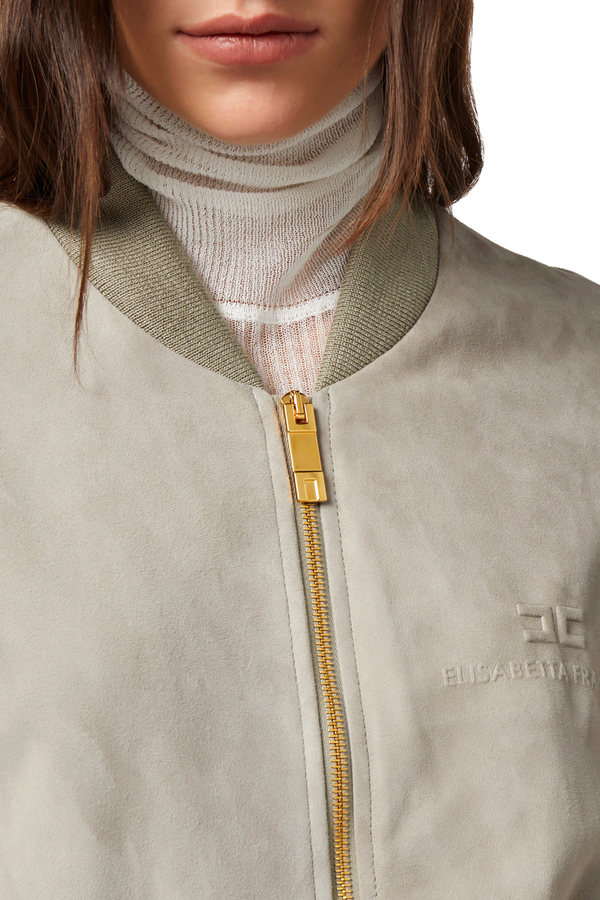 Bomber in pelle scamosciata - Elisabetta Franchi® Outlet