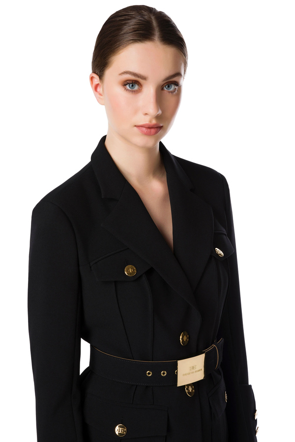 Jacke im Military-Chic mit Logo-Gürtel - Elisabetta Franchi® Outlet