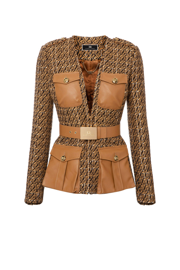 Safari tweed jacket - Elisabetta Franchi® Outlet