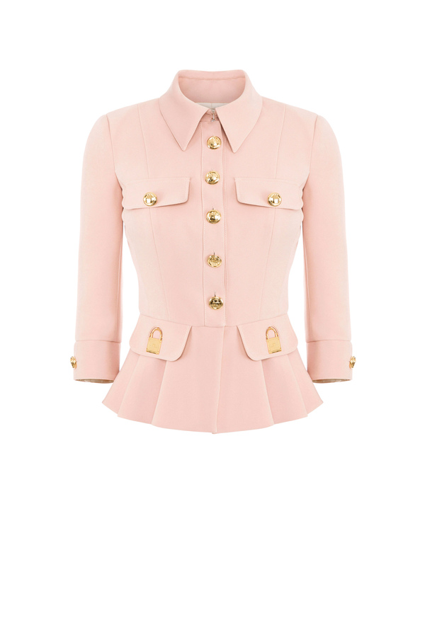 Jacket with gold details and maxi padlock - Elisabetta Franchi® Outlet