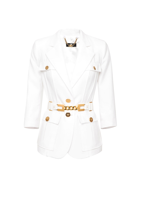 Safari jacket with maxi chain and logo - Elisabetta Franchi® Outlet