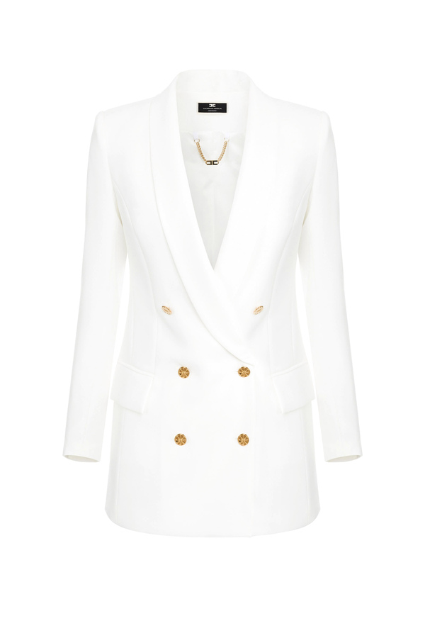 Double-breasted jacket with gold buttons - Elisabetta Franchi® Outlet