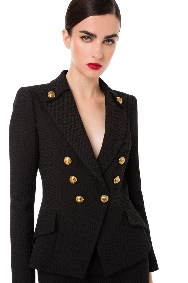 Double-breasted jacket with gold buttons - Elisabetta Franchi® Outlet
