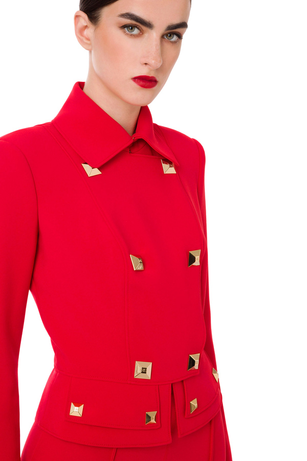 Zweireiher-Jacke mit goldfarbenen Maxi-Nieten - Elisabetta Franchi® Outlet