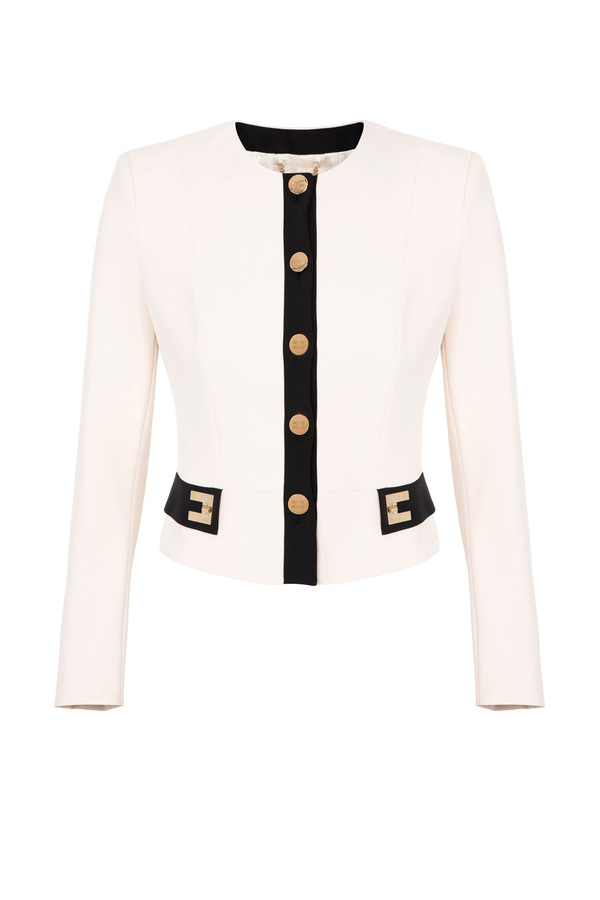 Jacket in stretch double layer crêpe - Elisabetta Franchi® Outlet