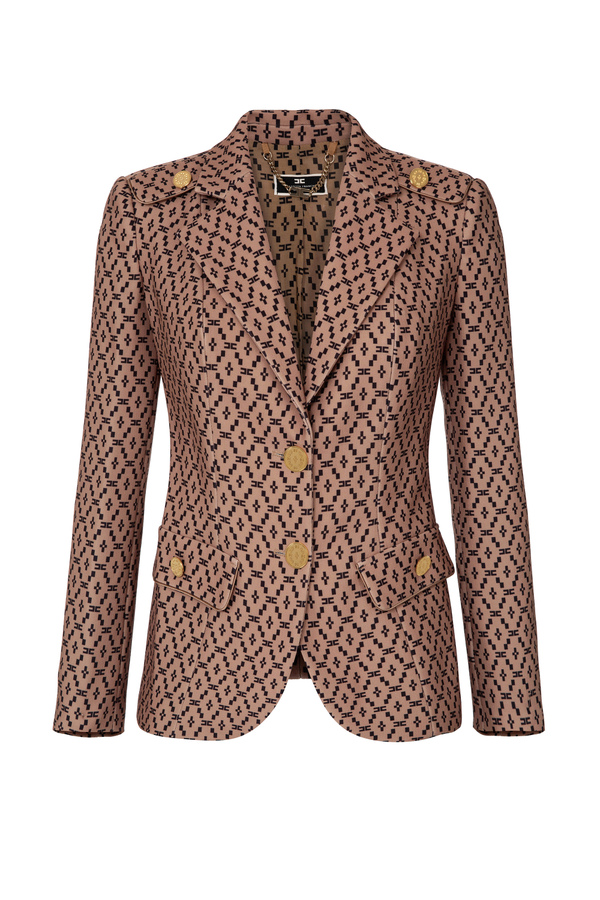Single-breasted double crepe jacket with leopard print in Animal