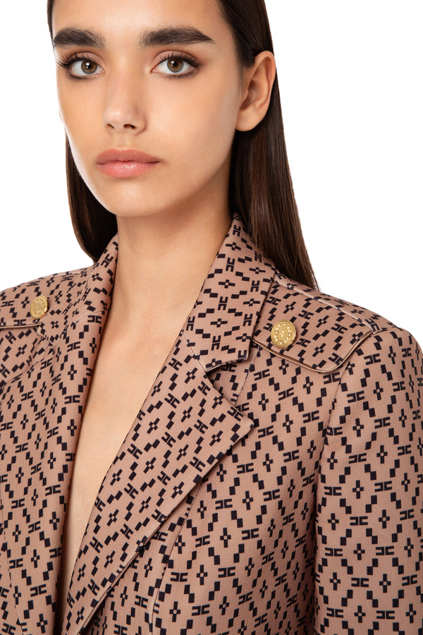 Double layer crêpe jacket with diamond pattern - Elisabetta Franchi® Outlet