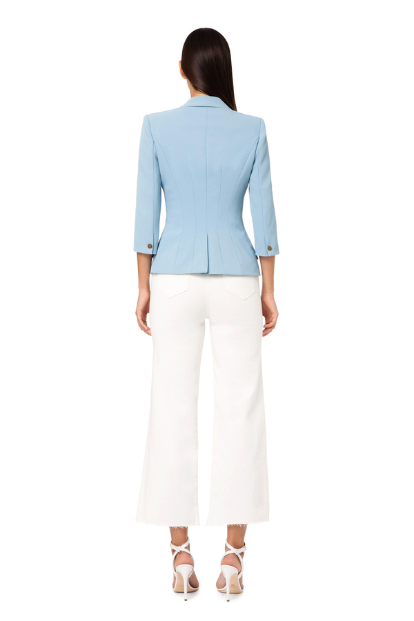 Double-breasted jacket in double layer crêpe - Elisabetta Franchi® Outlet