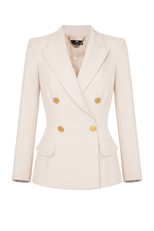 Double-breasted jacket in double layer crêpe - Elisabetta Franchi® Outlet