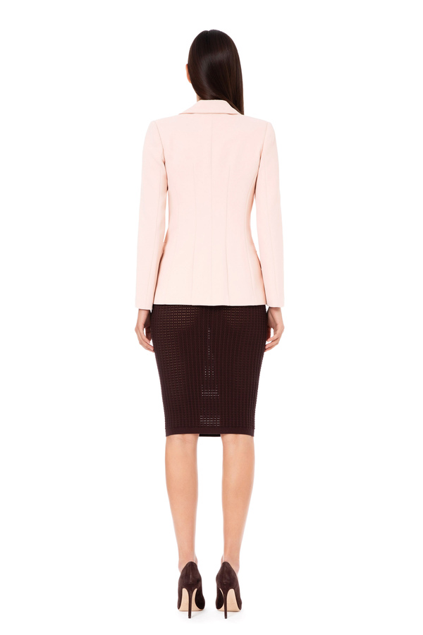 Single-breasted jacket in double layer stretch crêpe - Elisabetta Franchi® Outlet