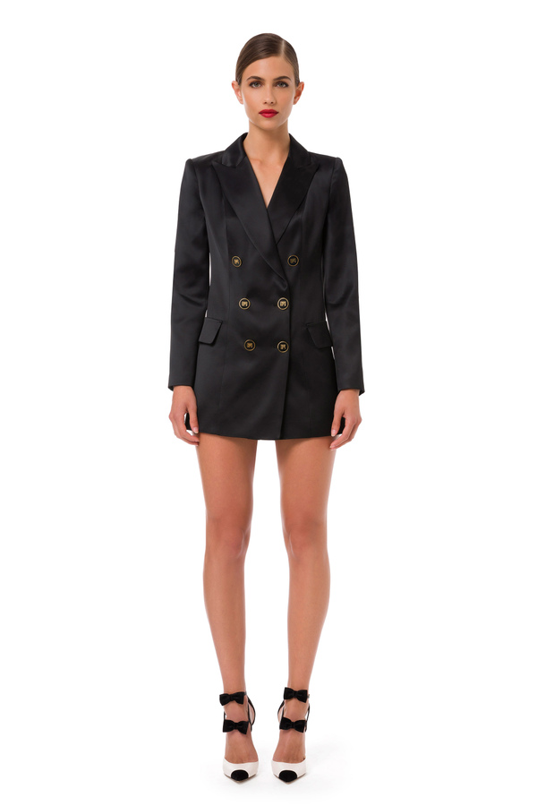Satin jacket with logoed buttons - Elisabetta Franchi® Outlet