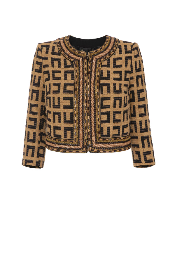Giacca in tweed jacquard - Elisabetta Franchi® Outlet