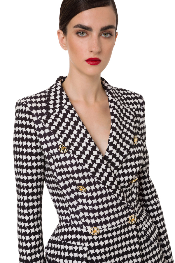 Houndstooth jacket with optical buttons - Elisabetta Franchi® Outlet
