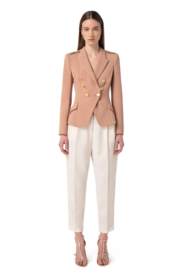 Double-breasted crêpe jacket - Elisabetta Franchi® Outlet