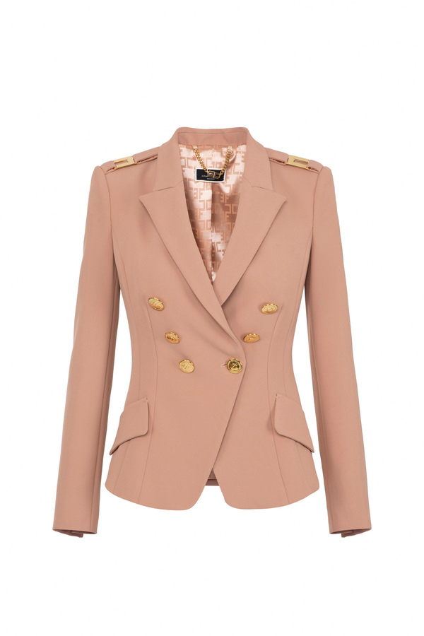 Chaqueta cruzada de crepé - Elisabetta Franchi® Outlet