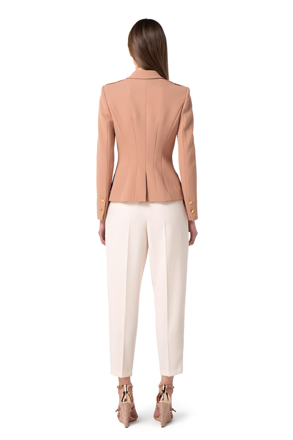 Double-breasted crêpe jacket - Elisabetta Franchi® Outlet