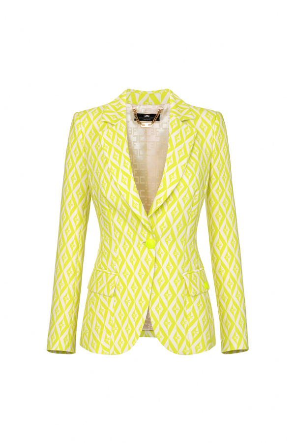 Jacket in crêpe with diamond print - Elisabetta Franchi® Outlet