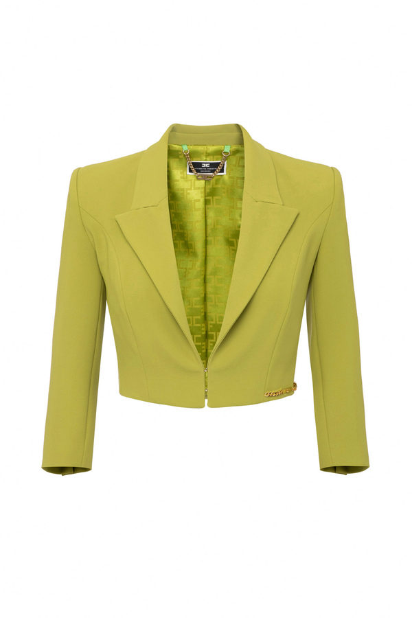 Chaqueta crop de crepé corte spencer - Elisabetta Franchi® Outlet