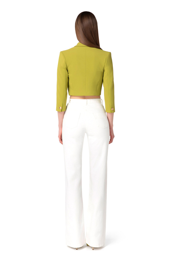 Spencer-cut crêpe crop jacket - Elisabetta Franchi® Outlet