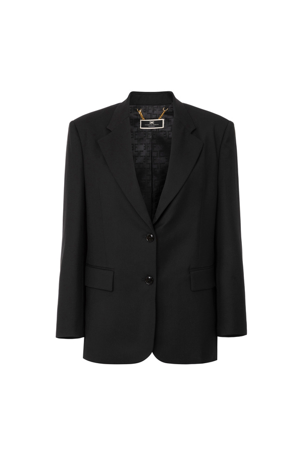 Giacca in fresco lana con patte - Elisabetta Franchi® Outlet