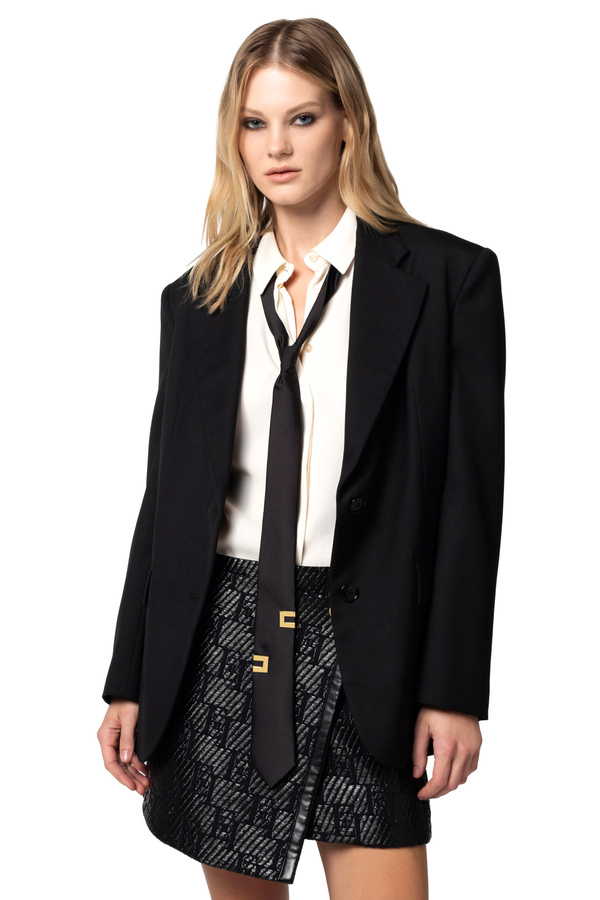 Giacca in fresco lana con patte - Elisabetta Franchi® Outlet