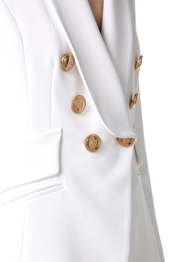 Crêpe double-breasted jacket with shawl collar - Elisabetta Franchi® Outlet