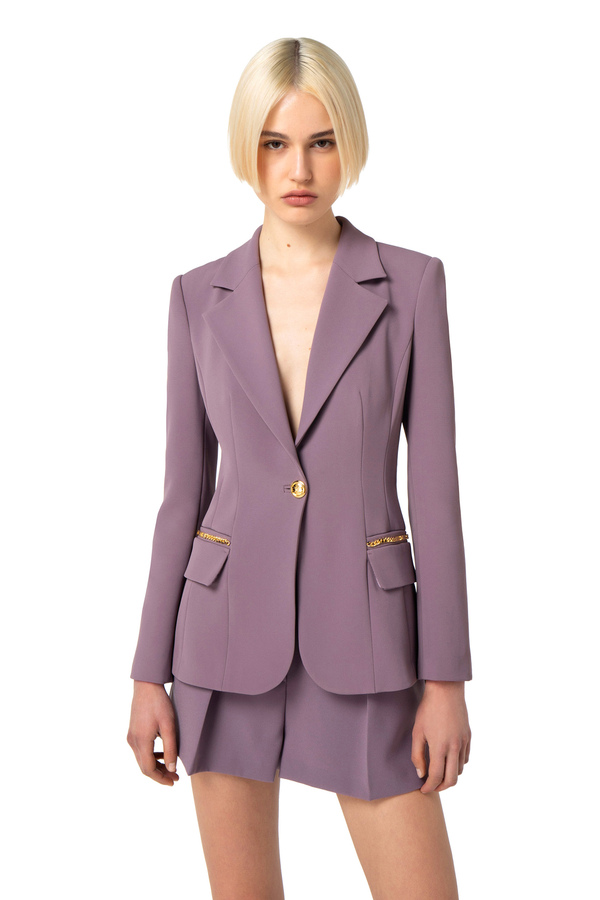 Jacket in crêpe fabric - Elisabetta Franchi® Outlet