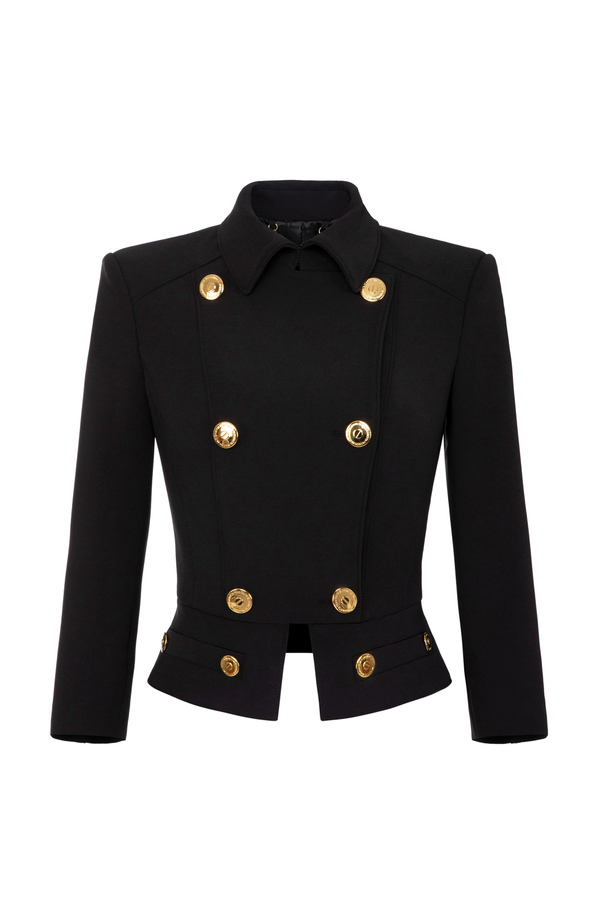 Crop jacket in crêpe fabric - Elisabetta Franchi® Outlet