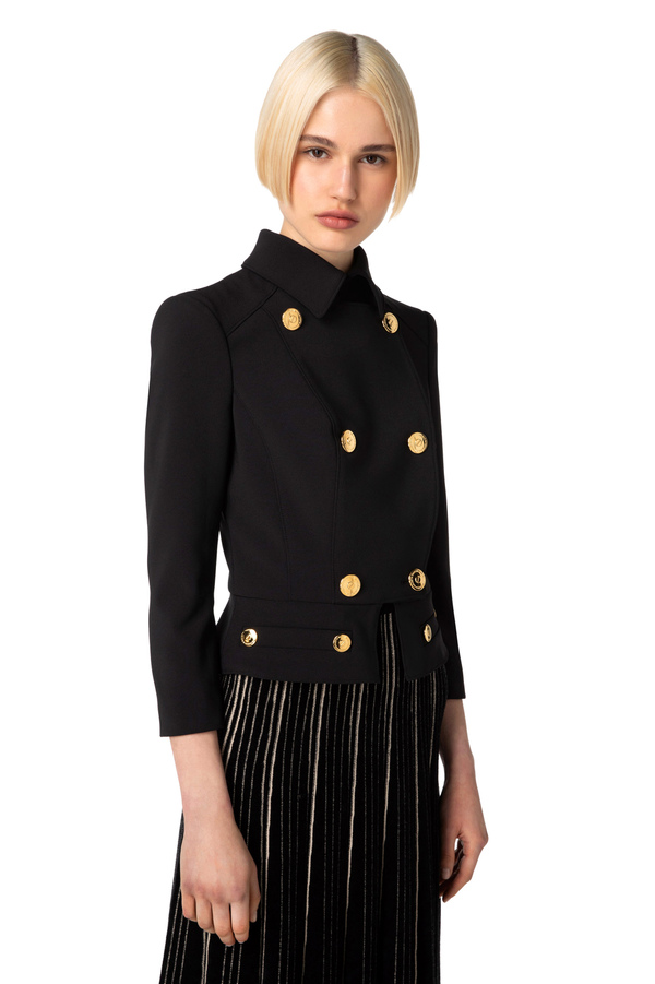 Veste crop en crêpe - Elisabetta Franchi® Outlet