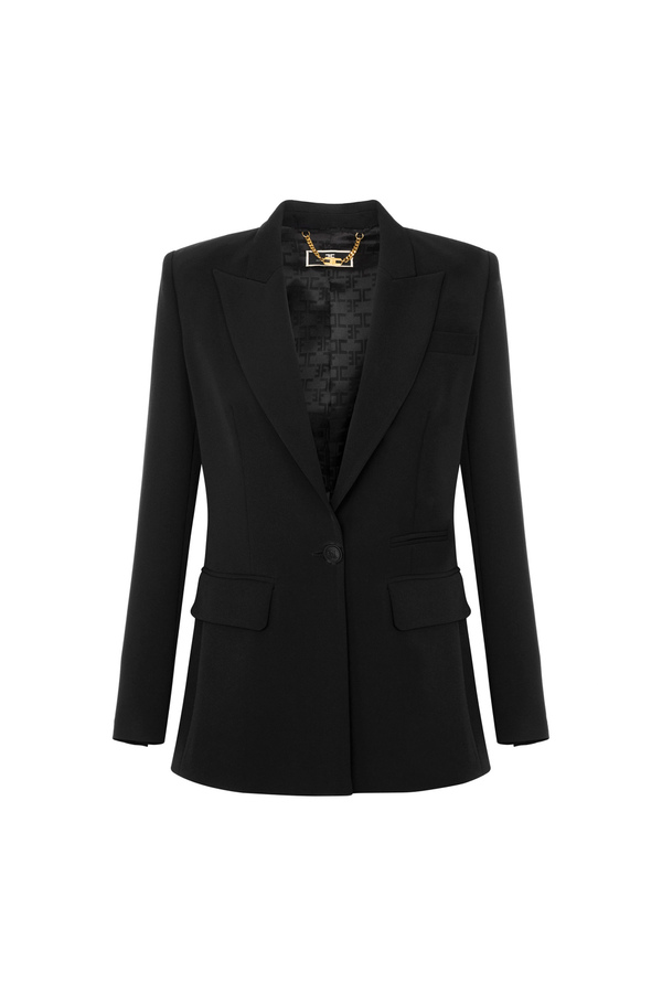 Lightweight crêpe jacket with shawl lapel - Elisabetta Franchi® Outlet
