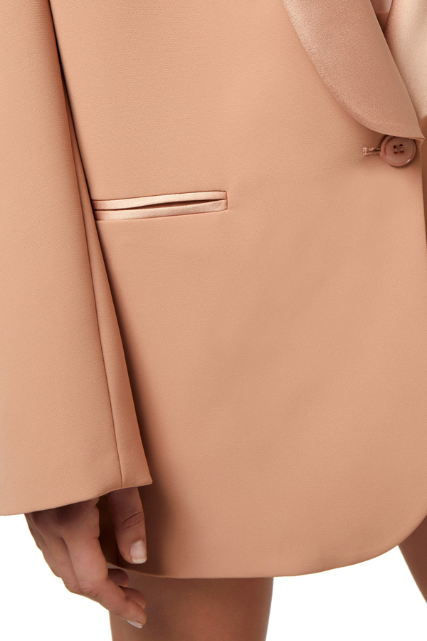 Crêpe jacket with satin shawl lapel - Elisabetta Franchi® Outlet