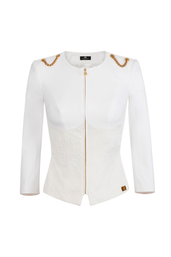 Jacke aus Jersey mit Ketten - Elisabetta Franchi® Outlet