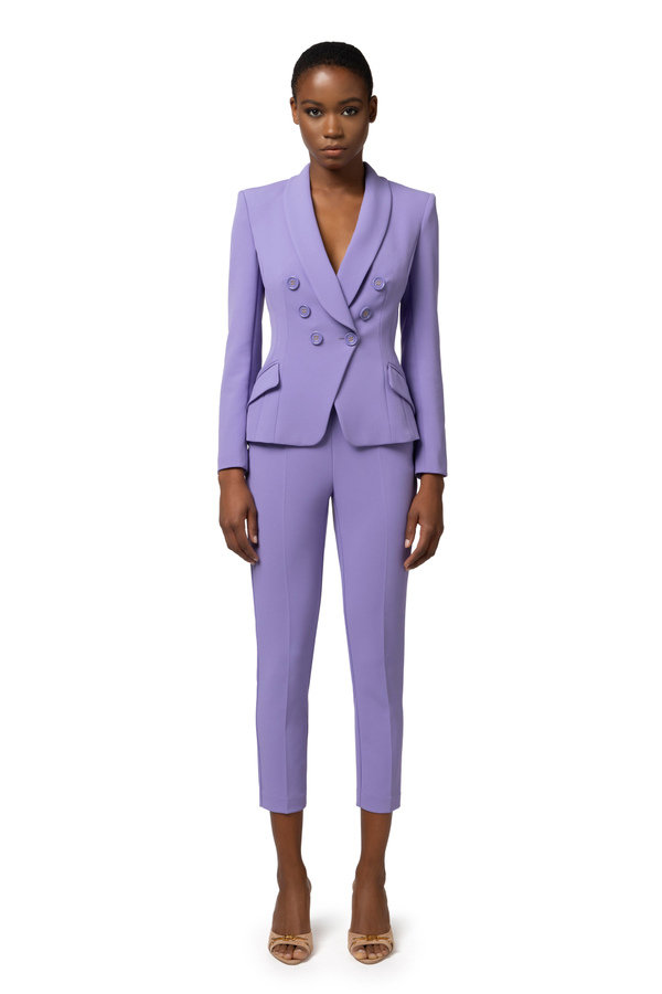 Veste à double boutonnage en crêpe avec revers châle - Elisabetta Franchi® Outlet