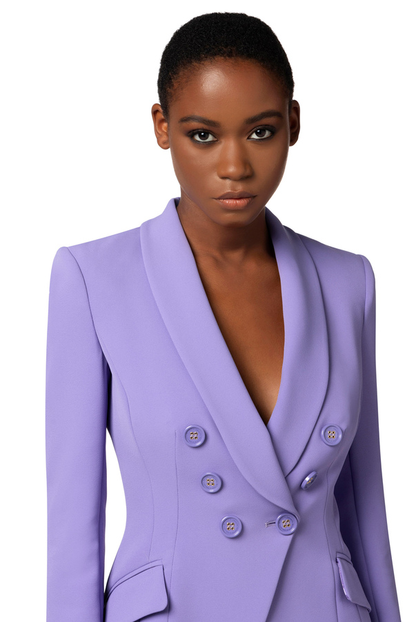 Veste à double boutonnage en crêpe avec revers châle - Elisabetta Franchi® Outlet